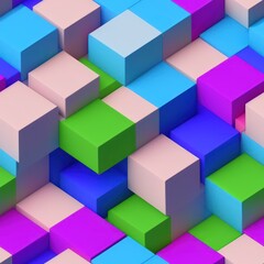 Obraz premium Abstract 3D isometric cube pattern background with a pastel color palette, generative ai