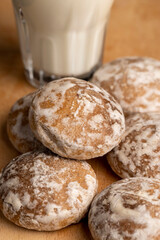 Powdered sugar gingerbread on the table