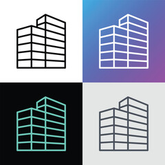 Company building exterior thin line icon. Real estate. Modern vector illustration.