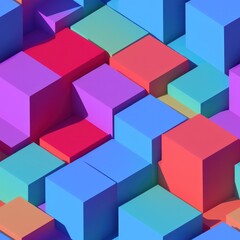 Abstract 3D isometric cube pattern background with a pastel color palette, generative ai