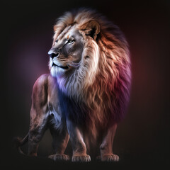 Plakat A male lion in iridescent colors