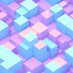 Obraz premium Abstract 3D isometric cube pattern background with a pastel color palette, generative ai