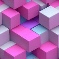 Abstract 3D isometric cube pattern background with a pastel color palette, generative ai