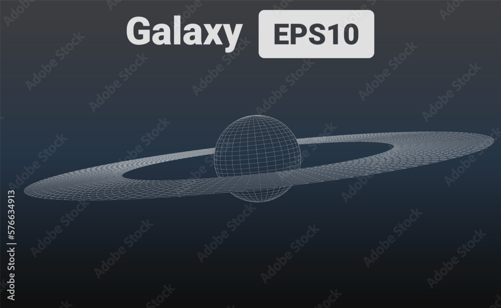 Wall mural vector illustration of a spiral galaxy represented as wireframe mesh