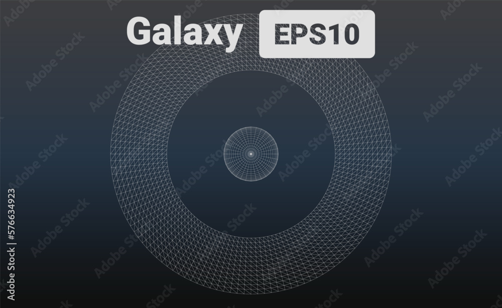 Wall mural vector illustration of a spiral galaxy represented as wireframe mesh