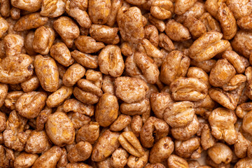 Grain wheat covered with a thin layer of chocolate