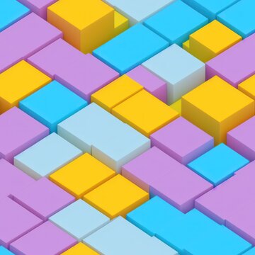 Abstract 3D isometric cube pattern background with a pastel color palette, generative ai © viperagp