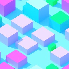 Obraz premium Abstract 3D isometric cube pattern background with a pastel color palette, generative ai