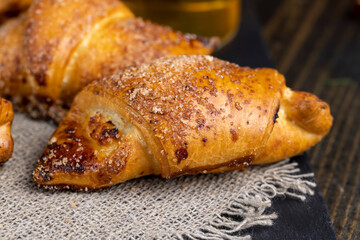 Bagels made of cottage cheese dough stuffed with cottage cheese and raisins