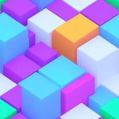 Obraz premium Abstract 3D isometric cube pattern background with a pastel color palette, generative ai