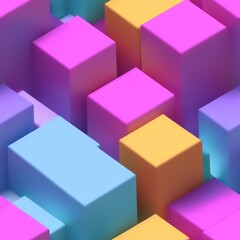 Abstract 3D isometric cube pattern background with a pastel color palette, generative ai