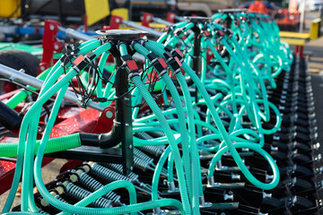 Connections hoses - industrial tools equipment at agricultural exhibition.