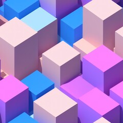 Obraz premium Abstract 3D isometric cube pattern background with a pastel color palette, generative ai