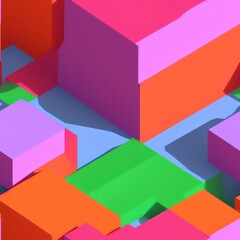 Obraz premium Abstract 3D isometric cube pattern background with a pastel color palette, generative ai