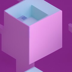 Abstract 3D isometric cube pattern background with a pastel color palette, generative ai
