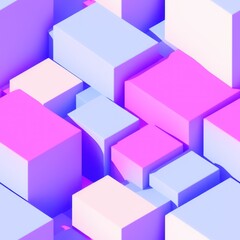 Obraz premium Abstract 3D isometric cube pattern background with a pastel color palette, generative ai