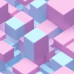 Obraz premium Abstract 3D isometric cube pattern background with a pastel color palette, generative ai