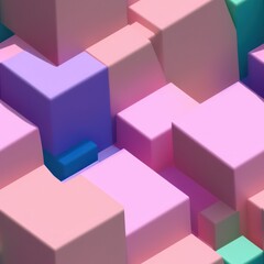 Obraz premium Abstract 3D isometric cube pattern background with a pastel color palette, generative ai