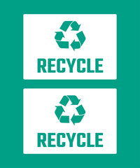 recycling symbols set, green recycle arrows labels