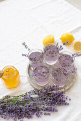 Honey and lavender bouquets. Virus treatment concept. Wooden table.