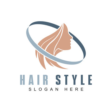 Hair salon logo design template. Beautiful hairstyle sign.