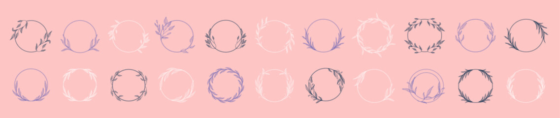 Flourish laurel wreaths for your designs. Logo templates. Set of hand-drawn botanical wreaths. Perfect for wedding invitations and organic eco brands.