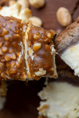 Cheesecake made of soft fresh cheese and peanuts