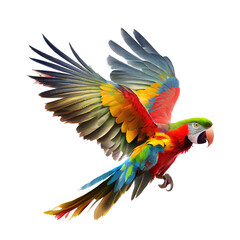 flying parrot isolated on background