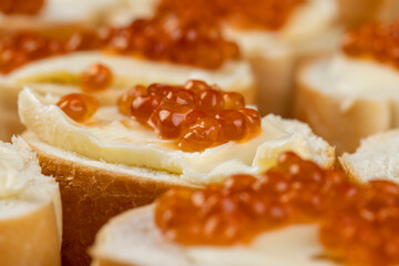 Sliced soft French baguette made of wheat flour