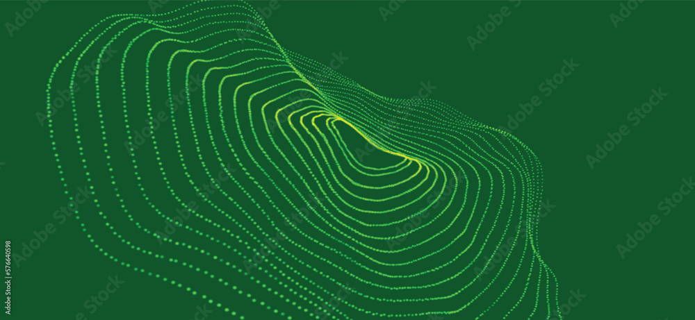 Poster abstract digital particle wave. futuristic dotted wave. technology background vector. vector illustr