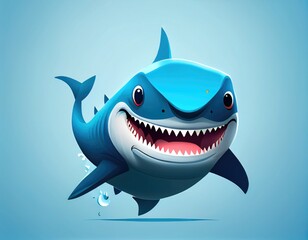 shark cartoon isolated on blue