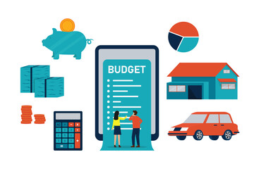 Couple Future financial planning 2d vector illustration concept for banner, website, illustration, landing page, flyer, etc.