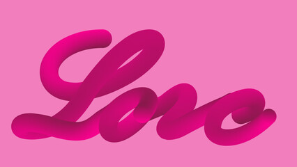 Love 3D Text Illustration, Love pink text effect template, Horizontal neon  love banner