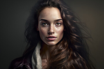 Fototapeta premium Beauty fashion portrait of beautiful brunette woman. Generative AI