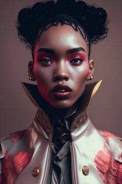 Stylish afro woman dress fashion style clothes. Generative AI
