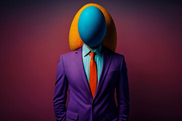 Portrait of a Egg Dressed in a Colorful Suit, Creative Stock Image in Suit. Generative AI
