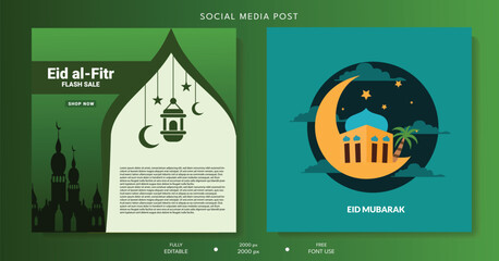 2 Set Editable Islamic Sale post Social Media Design Template.