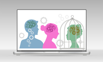 The human brain, a gear. Vector icon, icon, banner, design.
