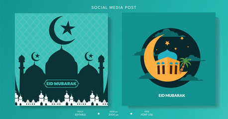 Set ramadan flyer template. Social media post template.