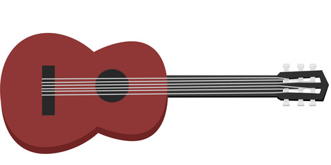 Obraz na płótnie Canvas Red Classic Guitar icon, vector, cartoon illustration. Acoustic musical instrument element that can be used for social media content, presentations, audio production, band, orchestra