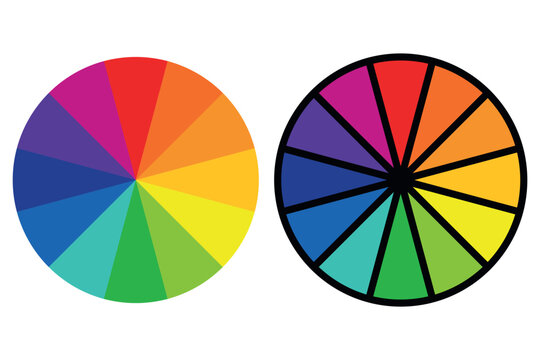 Colour Wheel In Flat And Line Colour Style