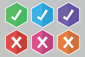 Obraz premium Hexgaon Half Tone Shadow Check Marks And Crosses