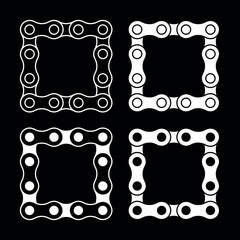 Roller chain links icon. Motorcycle or bicycle chain. Symbol of mechanisms or machines.
