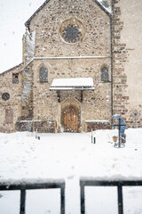 Under a dense snowfall in the streets of San Candido. Val Pusteria
