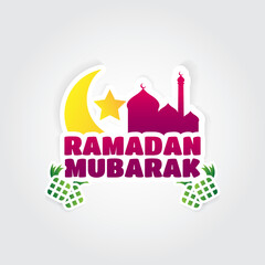 Ramadan mubarak greeting illustration with ketupat