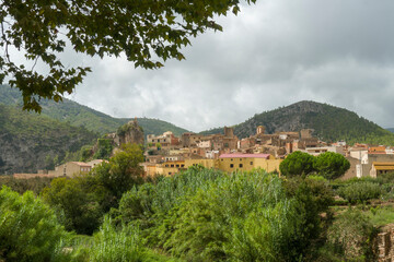 Fototapeta na wymiar The mountain town of Pratdip in Spain.