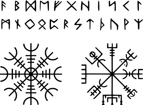 Vikinger - alte Runen, Kompass und Symbole