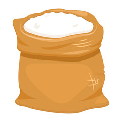 Vector cartoon image of a bag of flour. The concept of cooking and delicious food. An element for your design