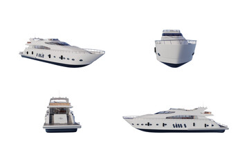 3d rendering of a luxury yacht isolated on white background with clipping path