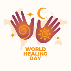 World Healing Day vector illustration. Healing human hands icon vector. Alternative medicine graphic design element. Esoteric symbol icon set. Last Saturday of April. Important day